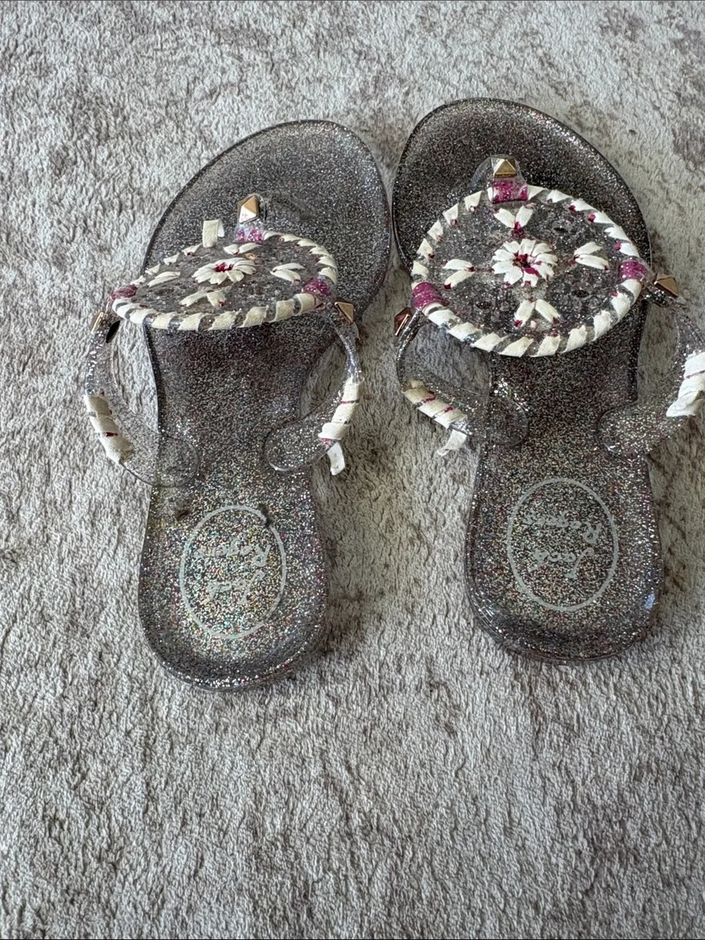 Jack Rogers Girls Glitter Silver Multicolor Sandals